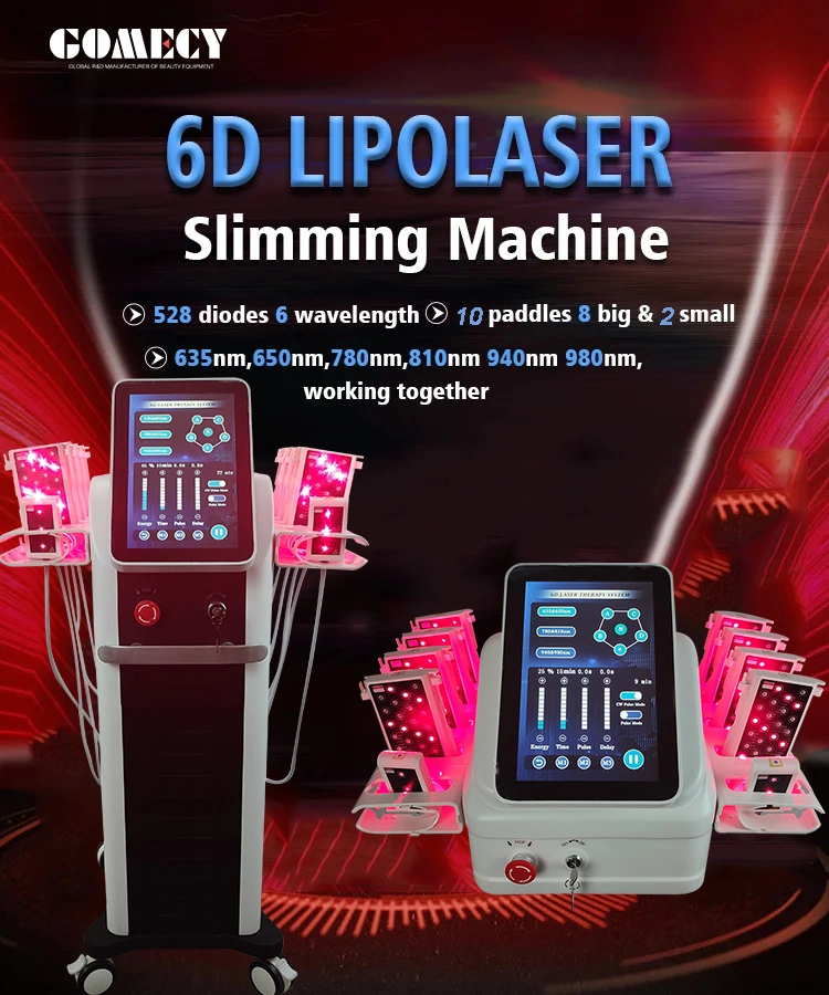 Máquina avançada de lipolaser 6D de lipólise 209mw Super 6d Lipo Laser Liposuction com 635nm 650nm 780nm 810nm 940nm 980nm 0